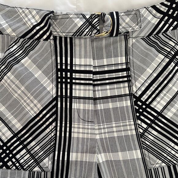 Diane Von Furstenberg High Waist Black White Plaid  Double D Loop Belted Shorts - Picture 10 of 14